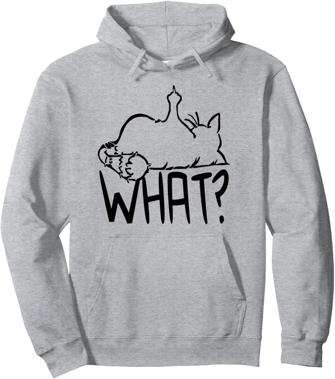 faule Katze Statement Spruch - What? - Katzen Pullover Hoodie