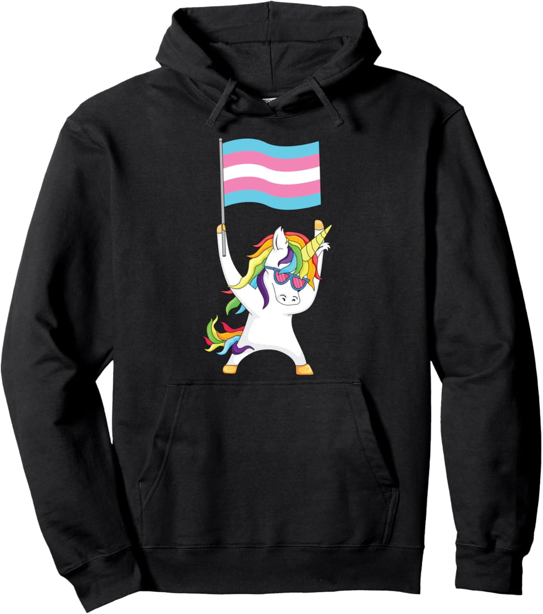 Transgender Flag Unicorn Trans Pride LGBTQIA Nonbinary FTM Pullover Hoodie