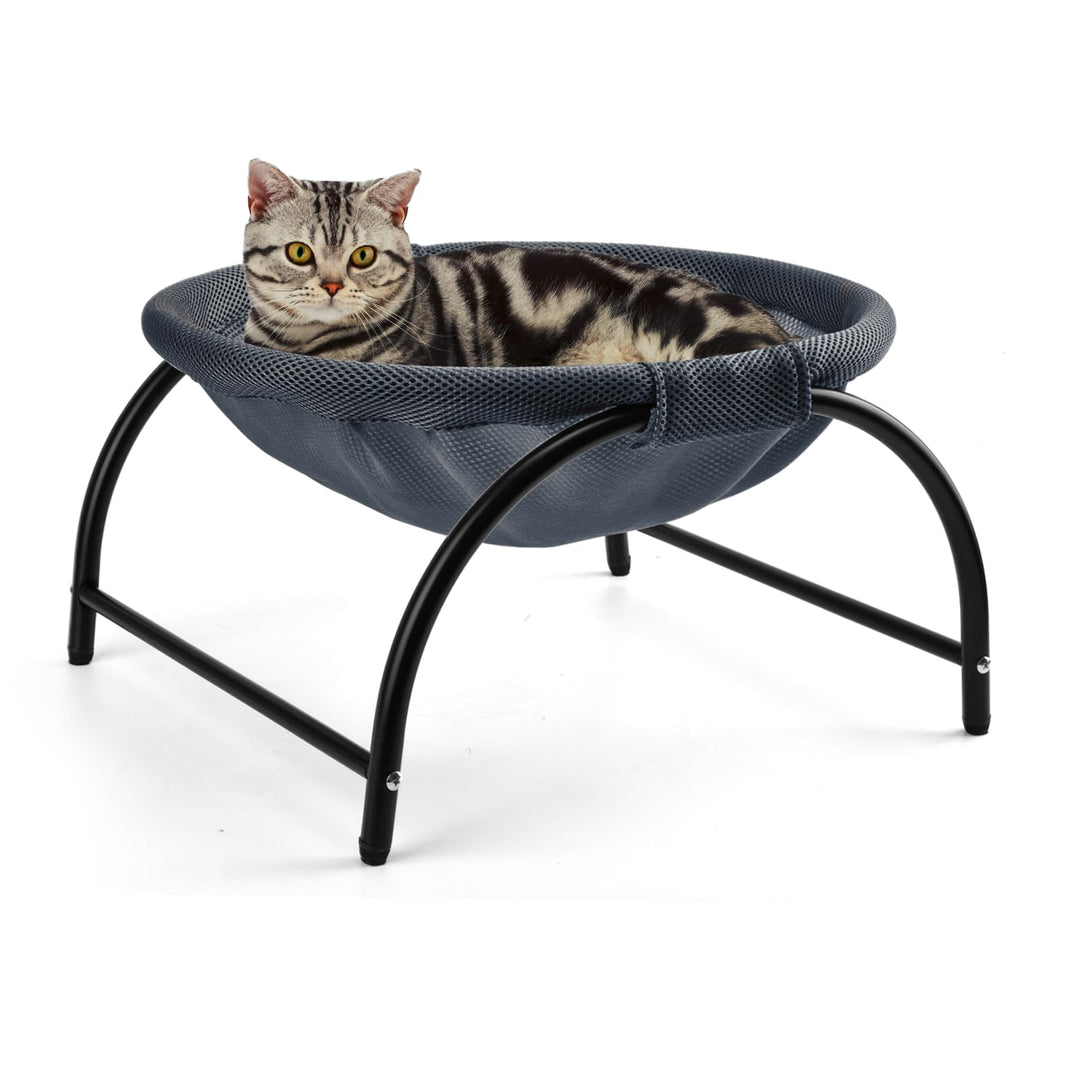 Katzen Hängematte, erhöhter Katzenbett mit abnehmbarem, Waschbarem Netzstoff, stehend katzenhängemat