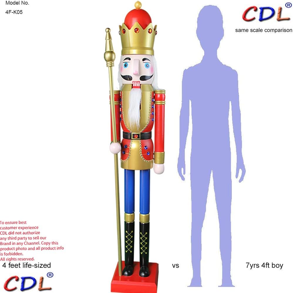 120Cm 48" 4Ft Gross/Giant Hölzerne Nussknacker Ornament (Rote King K01)
