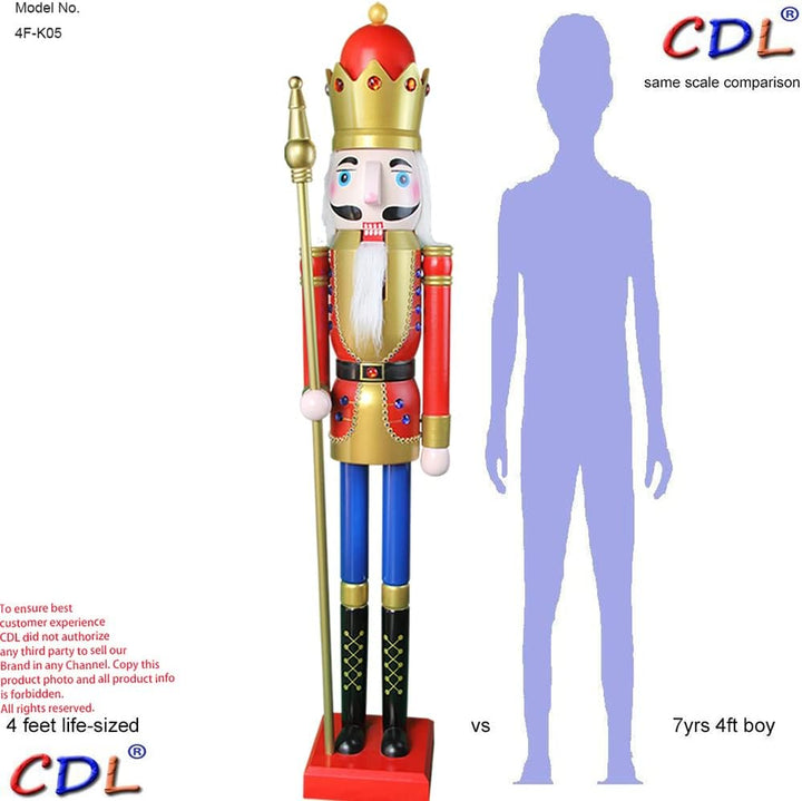 120Cm 48" 4Ft Gross/Giant Hölzerne Nussknacker Ornament (Rote King K01)
