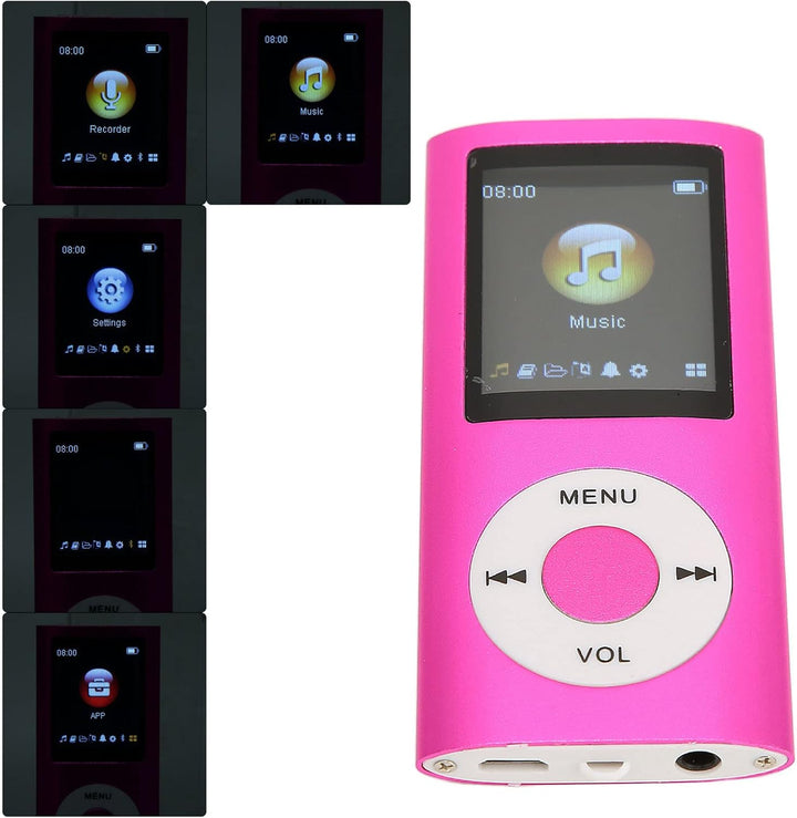 MP3 Player mit Bluetooth, Ultradünner HiFi Sound mit 1,8 Zoll LCD Bildschirm, Tragbarer Digitaler Ve