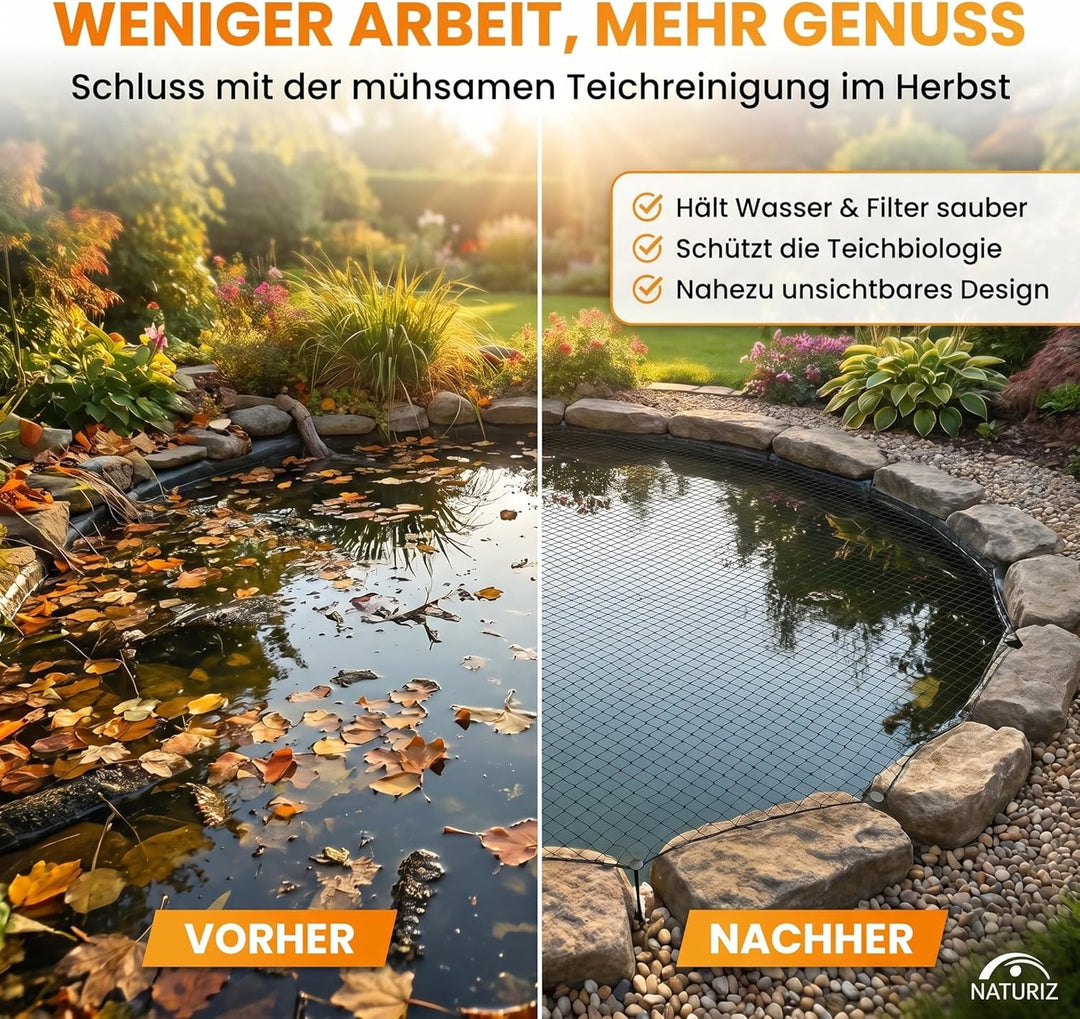 NATURIZ® Teichnetz & Vogelschutznetz robust - 15x15mm feinmaschig - UV & witterungsbeständig - Netz