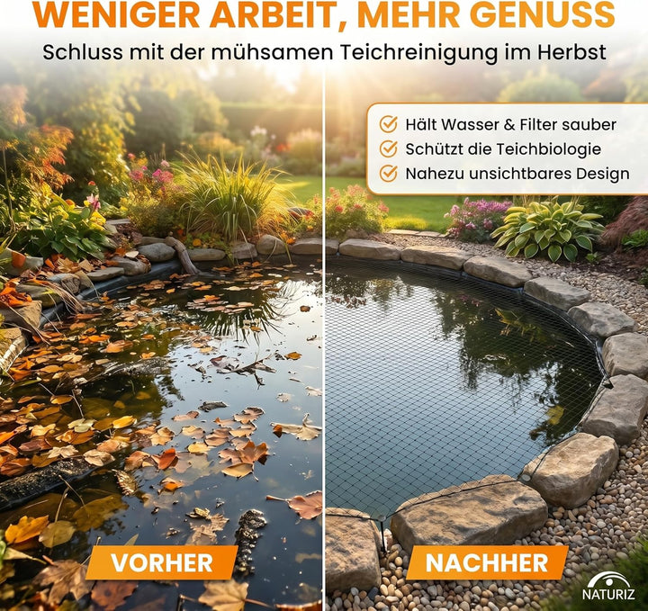 NATURIZ® Teichnetz & Vogelschutznetz robust - 15x15mm feinmaschig - UV & witterungsbeständig - Netz