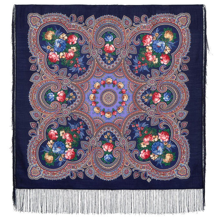 Fashion Pavlovo Posad Shawl Manufactory Damen Schal Schultertuch Umschlagtuch Fransentuch Sommer-Dat