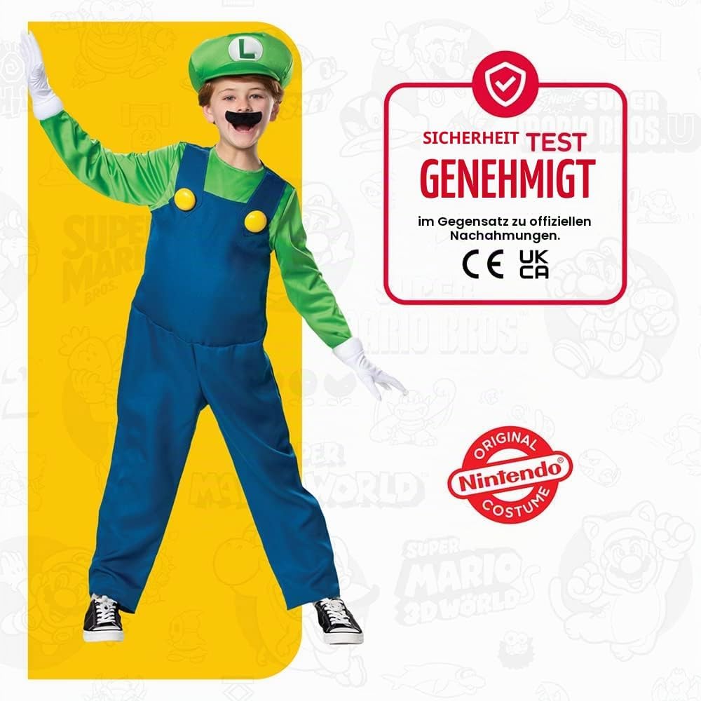 Super Mario Bros Jungen Luigi Deluxe Kids Luigi Kostum Einheitsgrösse Luigi, Einheitsgrösse Luigi