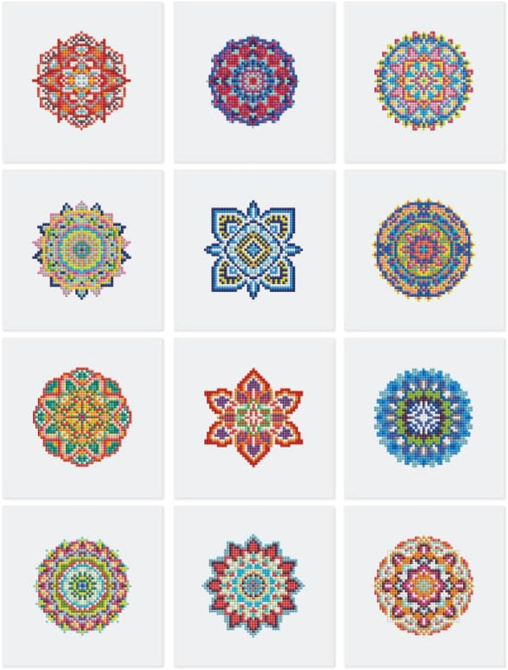 Figured'Art Mini Serie Diamond Painting Erwachsene - Mandalas - Premium-Box mit 12 Stück 15x15 cm 5D