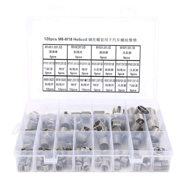 120 Stück Helicoils, M6 M7 M8 M9 M10 M11 M12 M14 M16 M18 Edelstahl Helicoil Typ Freilaufdrahtgewinde