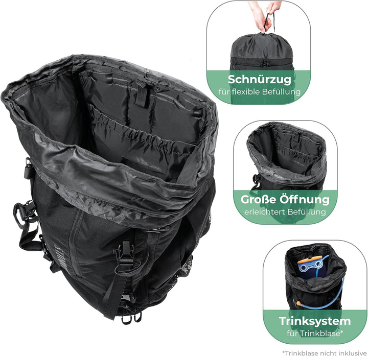 Steinwood Trekkingrucksack 70L (neu 2024), Wanderrucksack, Backpacker-Rucksack, Reiserucksack, wasse