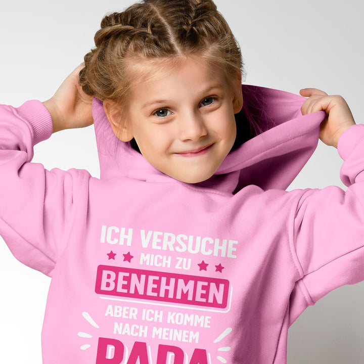 MoonWorks® Kinder Hoodie Mädchen Komme nach Meinem Papa Spruch Lustig Kapuzenpulli Bedruckt Benehmen