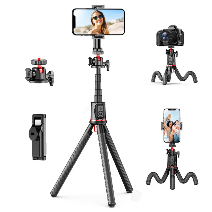 Fotopro Handy Stativ, Mini Flexibles ausziehbares Stativ Stand mit Verlängerungsstange Kompatibel mi