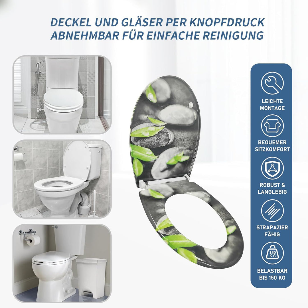 Toilettendeckel mit Absenkautomatik, WC Sitz mit Absenkautomatik Oval Form klodeckel Einfache Reinig