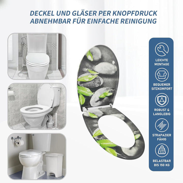Toilettendeckel mit Absenkautomatik, WC Sitz mit Absenkautomatik Oval Form klodeckel Einfache Reinig