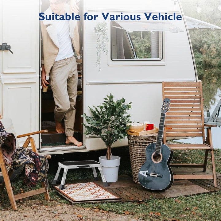 BONTEC Klapptritt, 3-stufig höhenverstellbar, bis 150 kg belastbar, rutschfeste Plattform, faltbar,