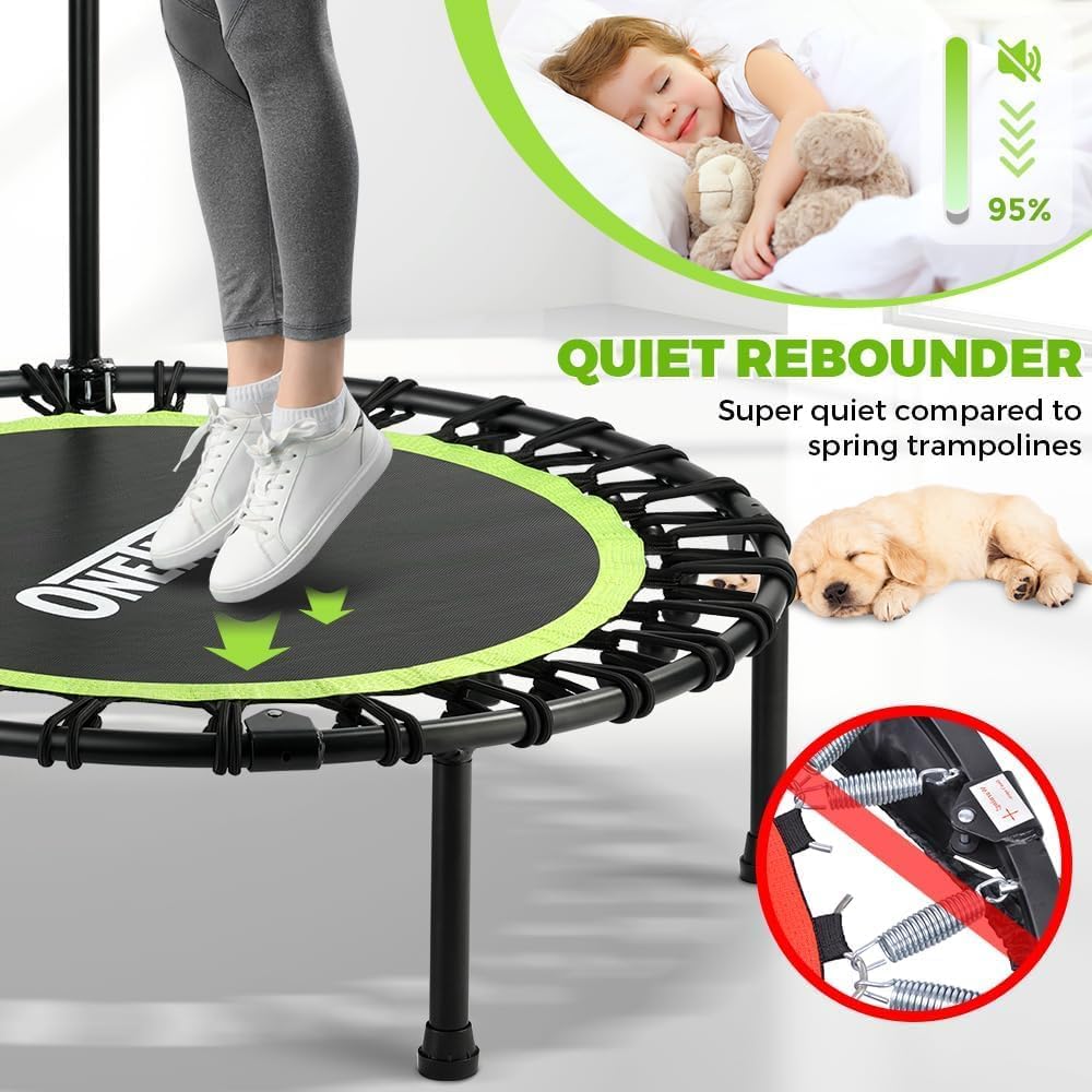 ONETWOFIT klappbares Trampolin für Erwachsene, 101/107/114/cm Mini Fitness Trampolin W/einstellbare