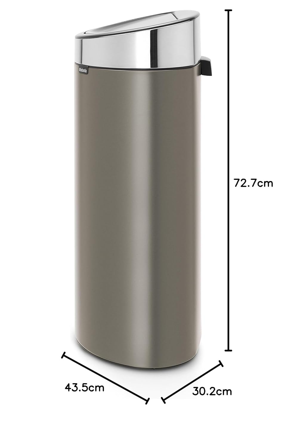 Brabantia Touch Bin New mit herausnehmbaren Kunststoffeinsatz, 40L, Edelstahl, platinum, 32.8 x 48.3