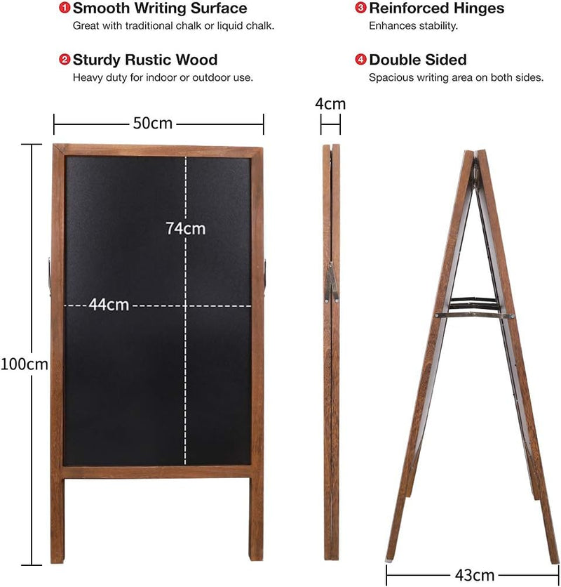 unho Aufsteller Kreidetafel Kundenstopper beidseitig aus Holz Magnetische Holztafel Werbetafel Schre