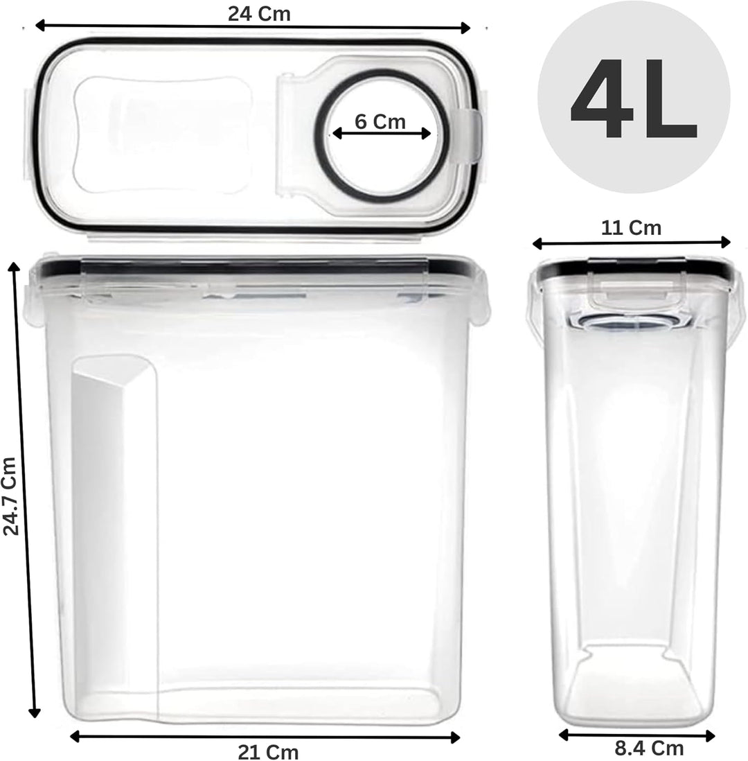 Müsli-Aufbewahrungsbehälter, 4 l, luftdichter Klappdeckel, BPA-frei, transparenter Kunststoff mit Et