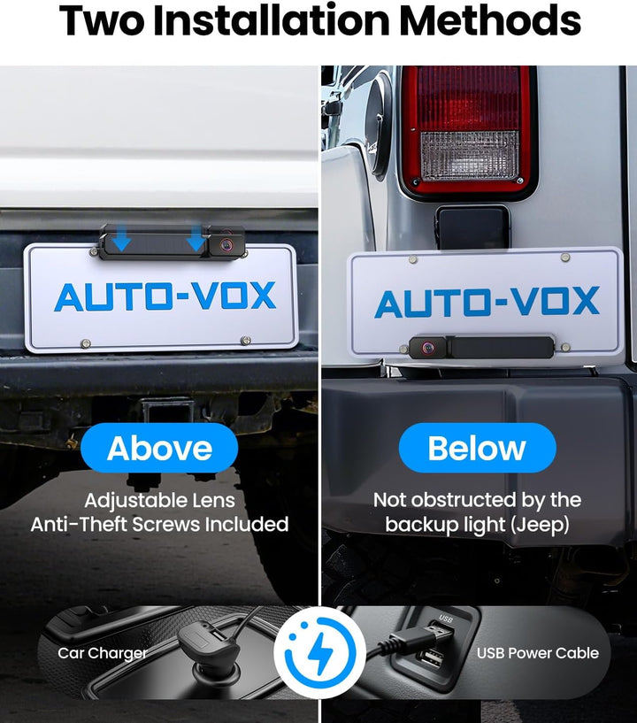 AUTO-VOX Solar Rückfahrkamera Kabellos: 7,2" HD Split-Screen, Dual-Antenne Signal-Upgrade, 3Mins Ins