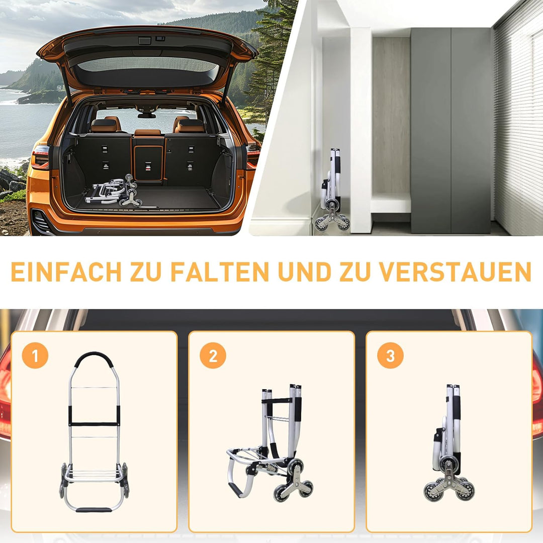 Einkaufstrolley Klappbar mit 56L Kapazität und Belastbar bis 50kg, 2 in 1 Multifunktions Mutige Alum