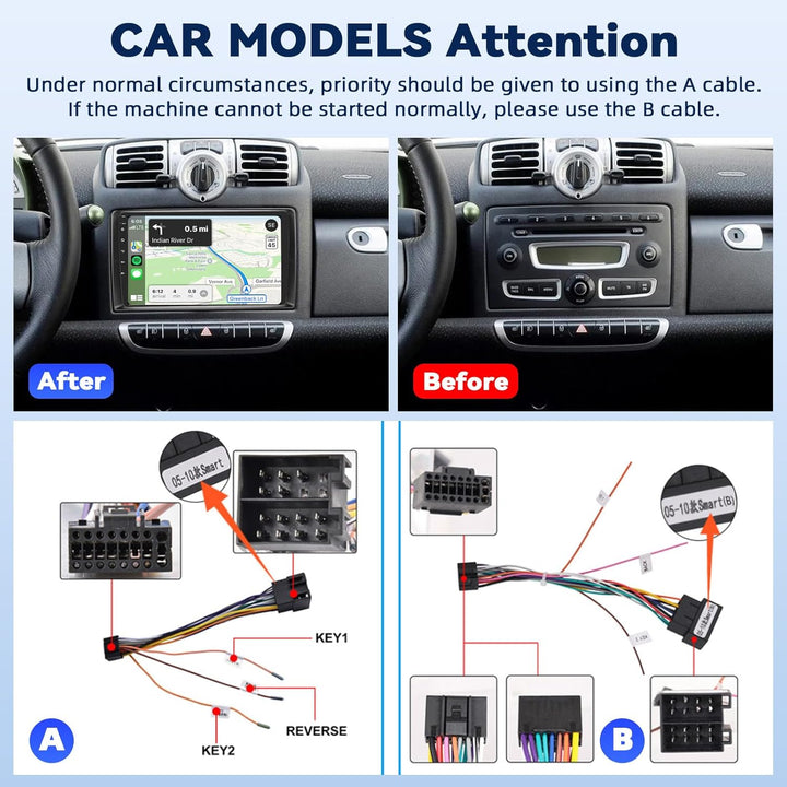 Qualcomm 4G+64G 8Kern CAMECHO Android 15 Autoradio für Mercedes Benz Smart Fortwo 2005-2010 mit Carp