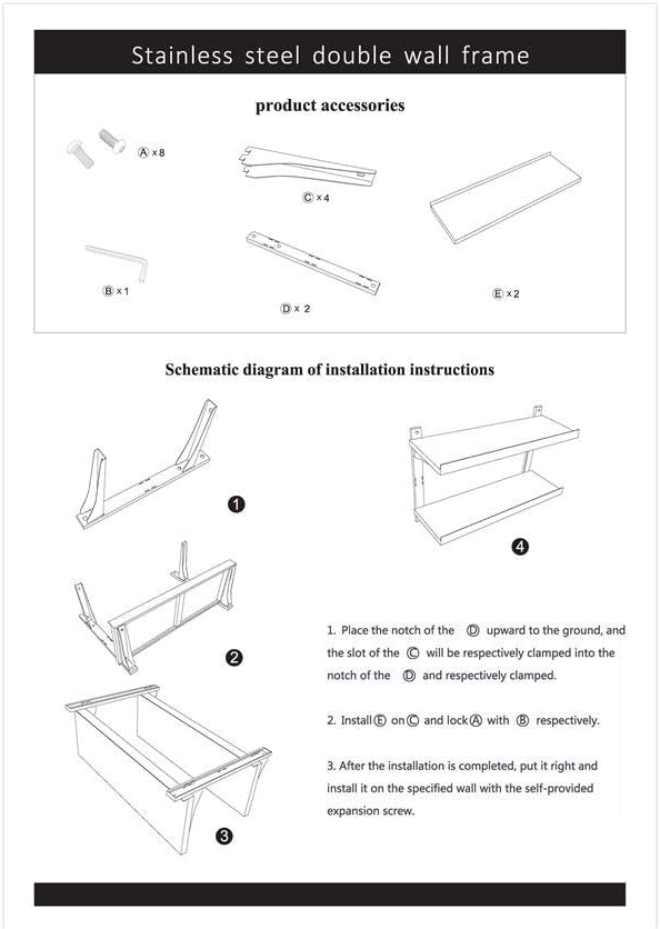 Flyelf Edelstahl Wandregal für Küche Esszimmer Küche Regal Edelstahl Regal 2 Schichten höhenverstell