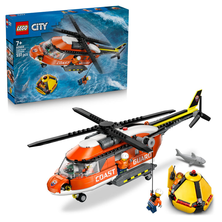 LEGO City Hubschrauber der Küstenwache - Spielzeug Einsatzfahrzeug - Modellbau mit Schiebetüren, Win