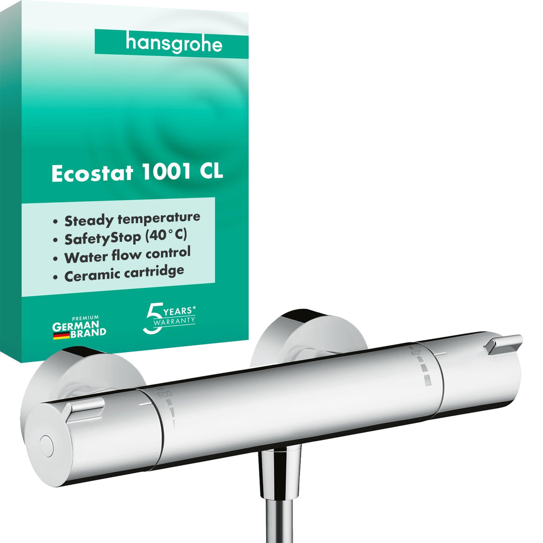 hansgrohe Ecostat - Duschthermostat Aufputz, Duscharmatur mit Sicherheitssperre (SafetyStop) bei 40°