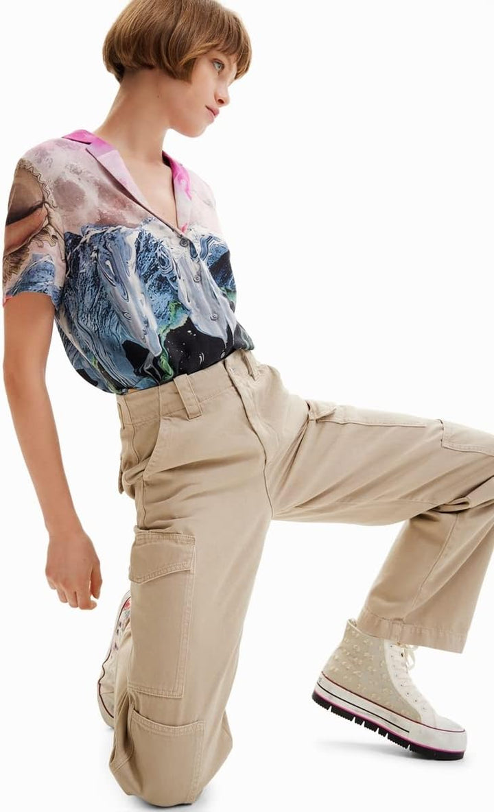 Desigual Damen Casual Pants, Grün