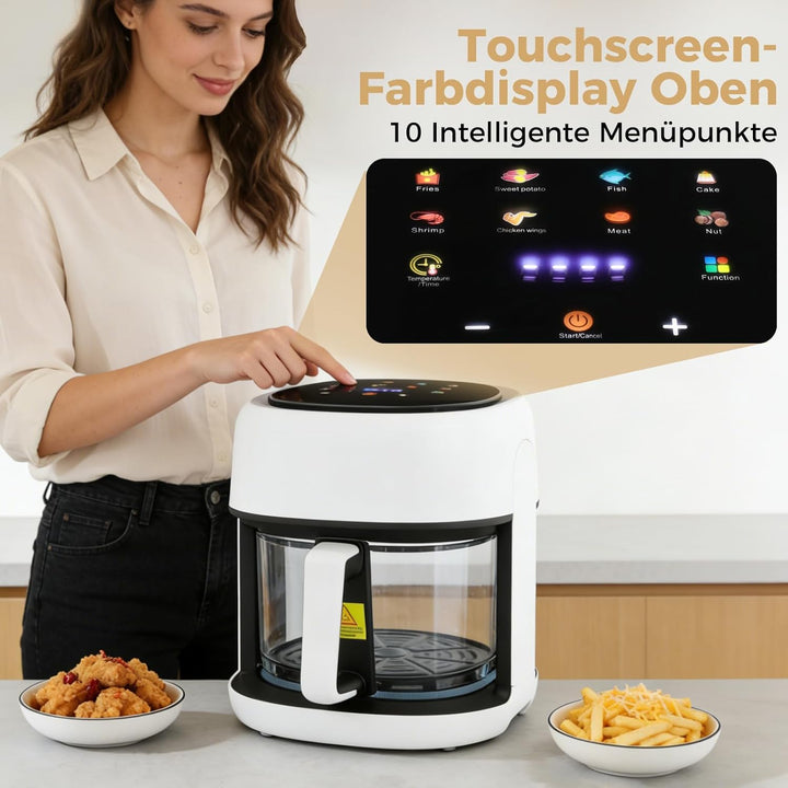 1350W Heissluftfritteuse 3.3L Smart Airfryer mit TouchScreen & Timer, 80–190 °C Einstellbaren Temper