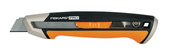 Fiskars Cuttermesser, Länge 16,5 cm, Inklusive Klinge (18mm), Rostfreier Stahl/Kunststoff, Schwarz/O