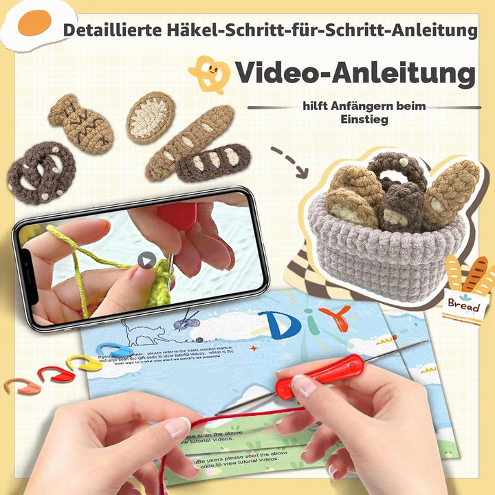 YAMAXIN Häkelset für Anfänger, Häkelanfängerset mit Schritt-für-Schritt-Videoanleitungen, Häkelanfän