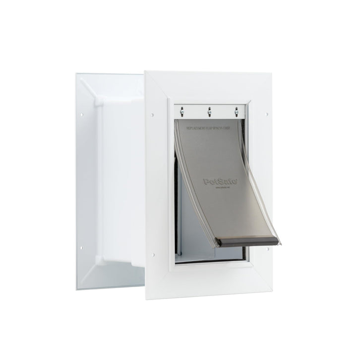 PetSafe Wandeinstieg Haustiertür mit Teleskop-Tunnel, für Haustiere bis 7 kg, Weiss - Klein Weiss S,