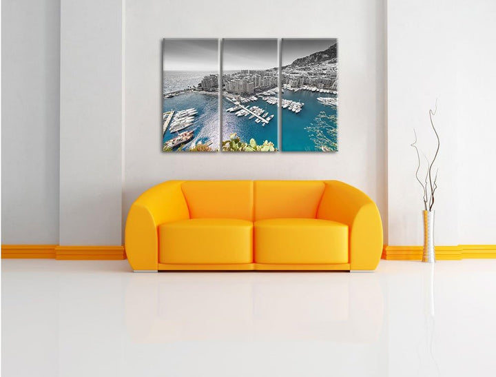 Pixxprint Atemberaubende Küste von Monaco als Leinwandbild | Grösse: 3 Teilig (120x80) | Wandbild| K