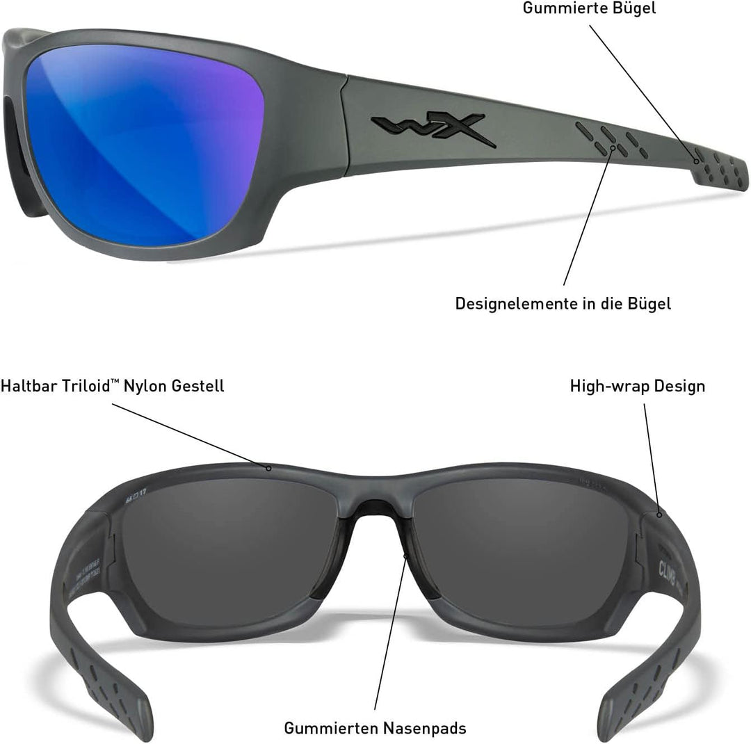 Wiley X │ WX Climb | Sonnenbrille Herren | Sonnenbrille Herren Polarisiert │ 100% UVA/UVB-Schutz | I