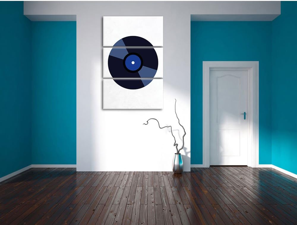 Pixxprint Rock 'n' roll Schallplatte als Leinwandbild/Grösse: 3 Teilig (120x80 cm) cm/Wandbild/Kunst