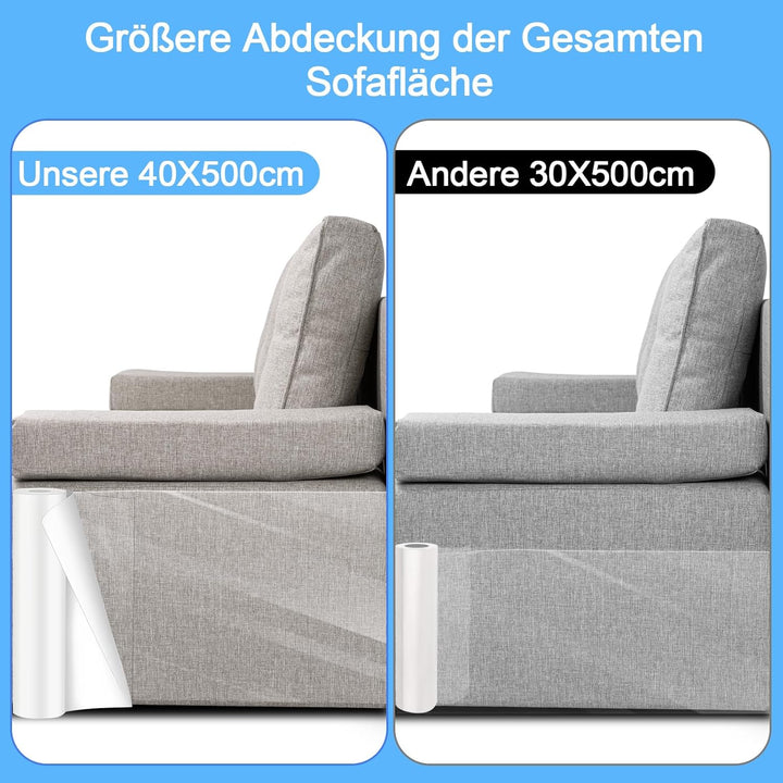 30 x 500CM Kratzschutz Sofa Katze, Anti Kratz Folie Für Katzen, Klebefolie Transparent, Zum Schutz v