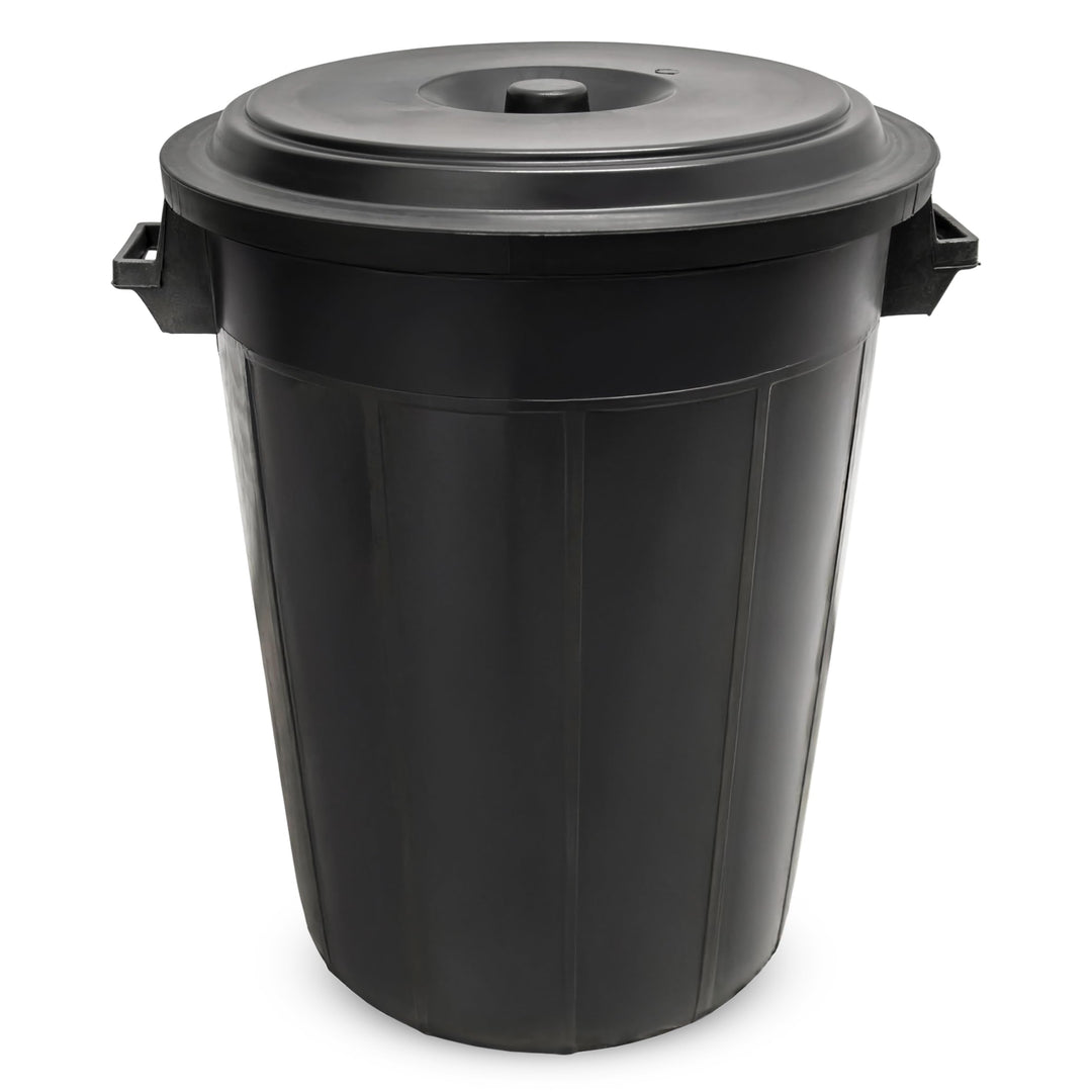 Spetebo Universaltonne 100 Liter mit Deckel - schwarz - Kunststoff und 2 Tragegriffen