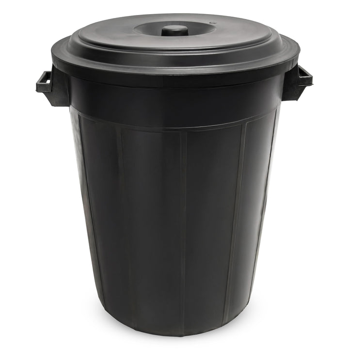 Spetebo Universaltonne 100 Liter mit Deckel - schwarz - Kunststoff und 2 Tragegriffen