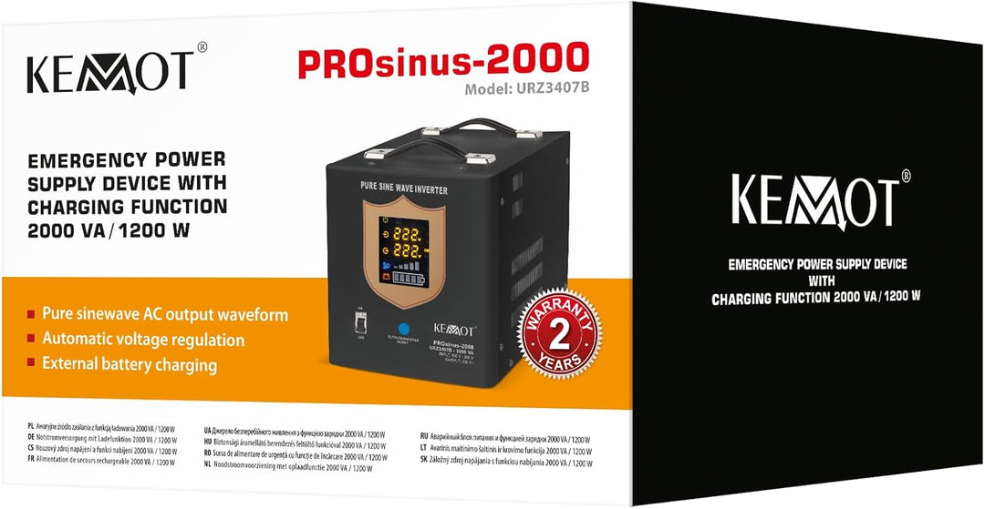 Notstromversorgung KEMOT PROsinus-1200 URZ3407B Wechselrichter reiner Sinus Ladefunktion 12V 230V 20