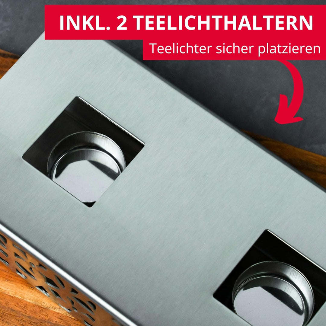 Westmark Speisenwärmer – Hochwertige Wärme-Platte zum Warmhalten von Speisen am Tisch mit zwei Teeli