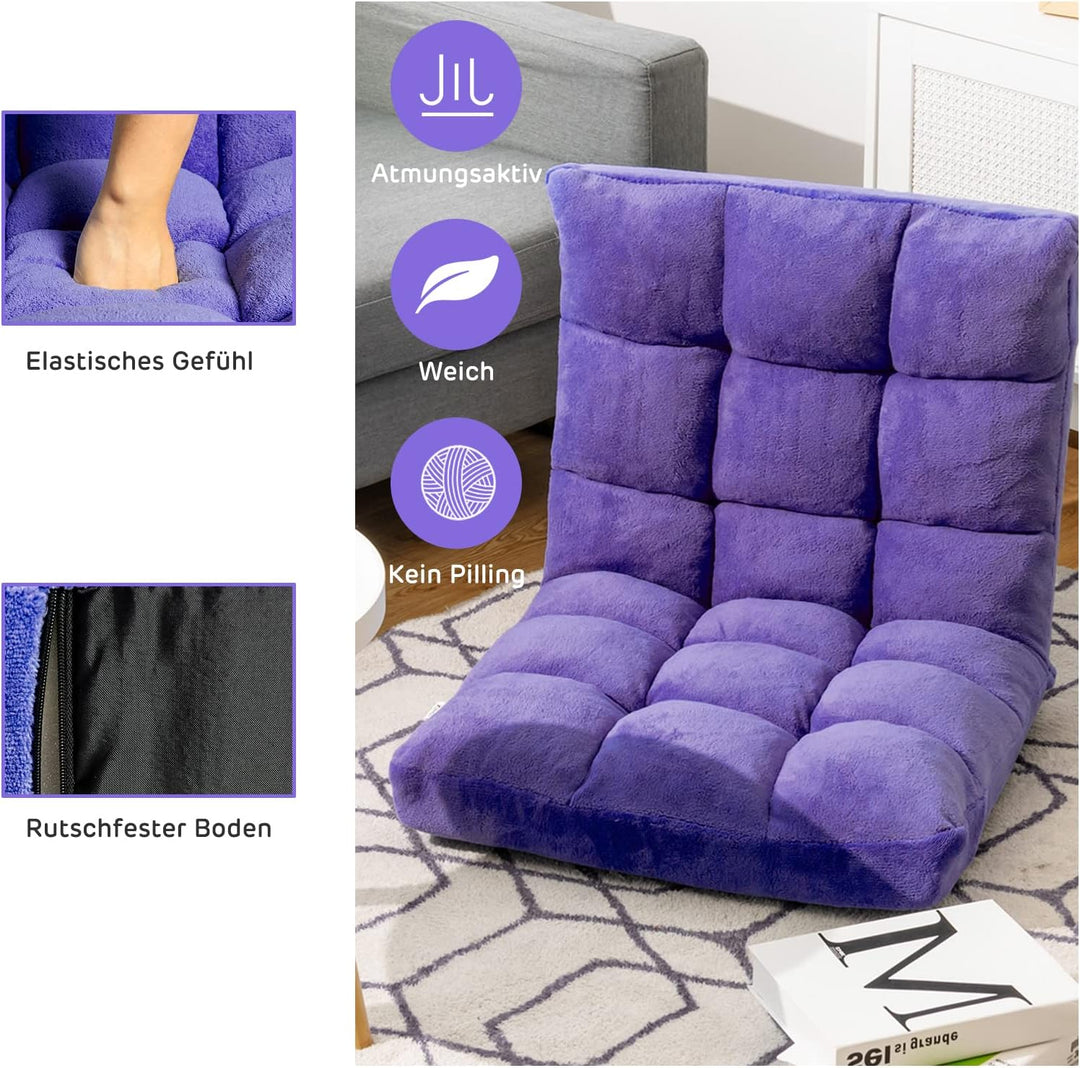 GOPLUS Bodenstuhl, Bodensofa mit Rückenlehne, Bodensessel mit Schlaffunktion, Floor Chair, Lazy Sofa