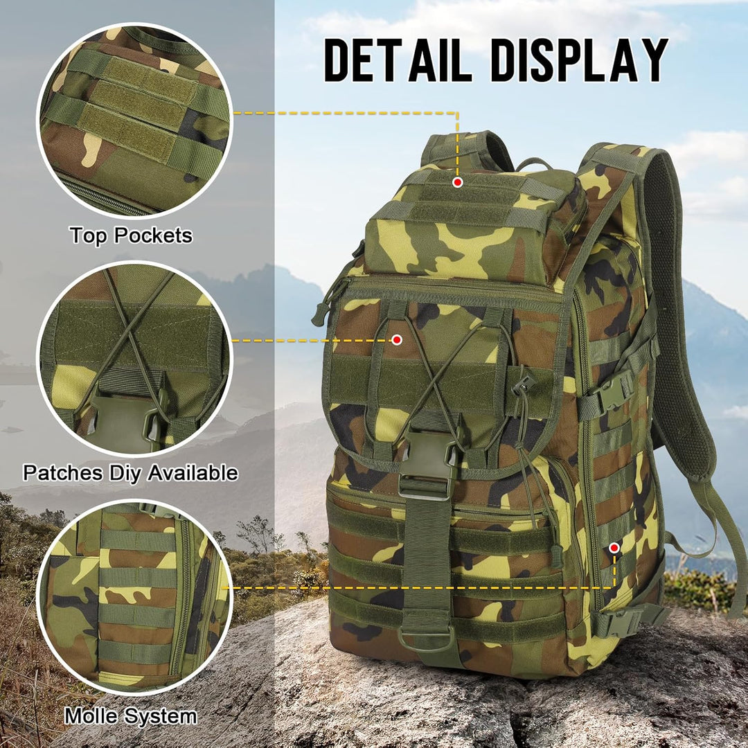 SHANNA Militärrucksack 35L/50L Armee Rucksack Molle, Hohe Kapazität Trekkingrucksack Wanderrucksäcke