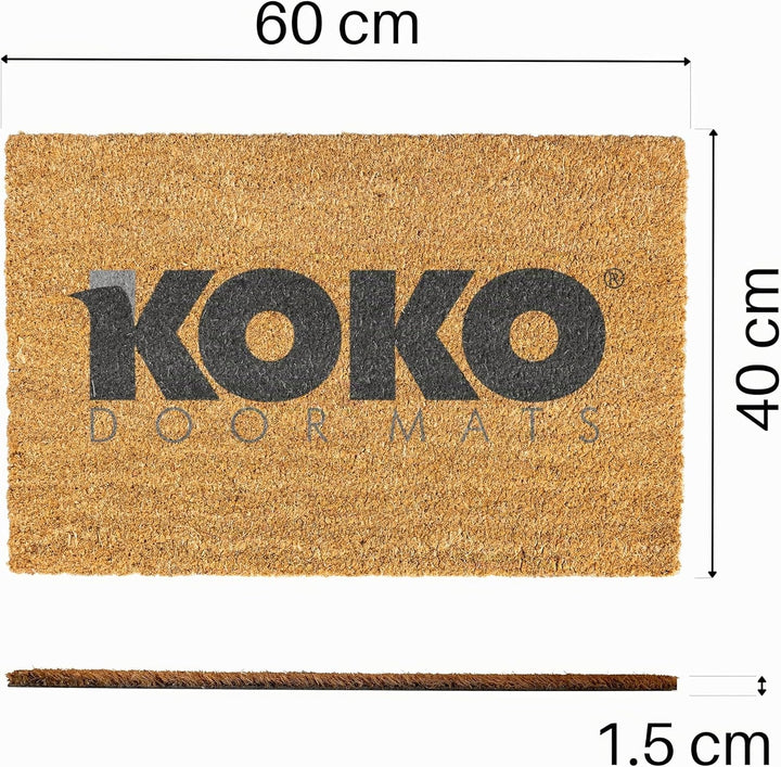 KOKO DOORMATS Kokos Fussmatte aussen mit Anti-Rutsch PVC | Lustige Türmatte Hola - Cat &amp; Dog | Umwel