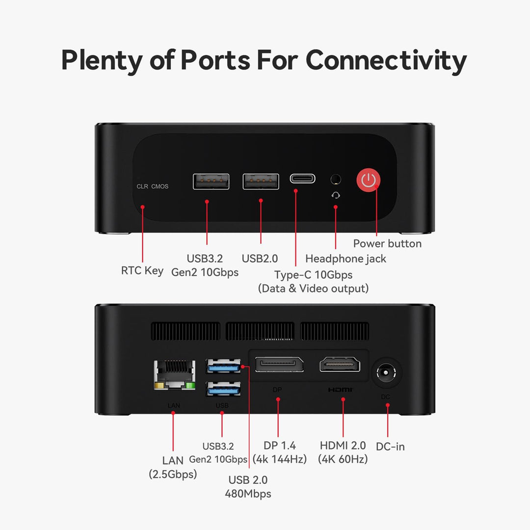 Beelink SER5 MAX Mini PC, AMD Ryzen R7 6800U (8C/16T, bis 4.7GHz), Mini Desktop Computer 24GB LPDDR5