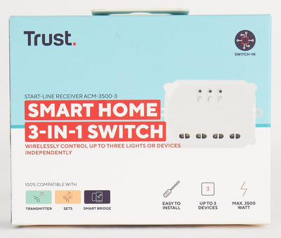 Trust 71053 Smart Home 433 Mhz Funk 3-in-1 Einbauschalter Gesamtleistung ACM-3500-3 (3500 W), weiss