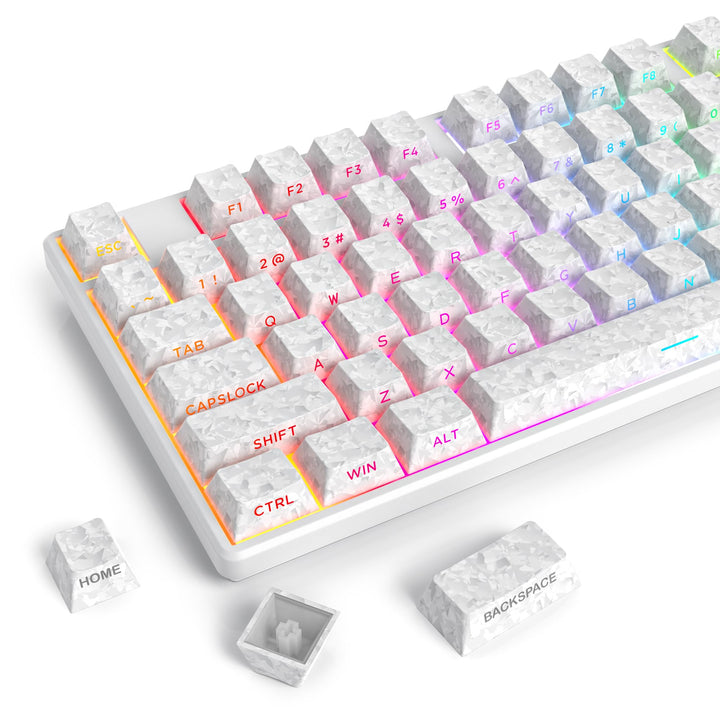 SOLIDEE PBT Double Shot Keycaps Set,Carbon Fiber Forged Textur,Cherry Profil Tastenkappen,141 Tasten