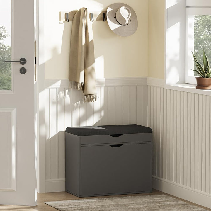 Vicco Schuhbank Schufy, Anthrazit, 60 x 51 cm mit 2 Fächern, mit gepolsterter Sitzfläche abnehmbar z