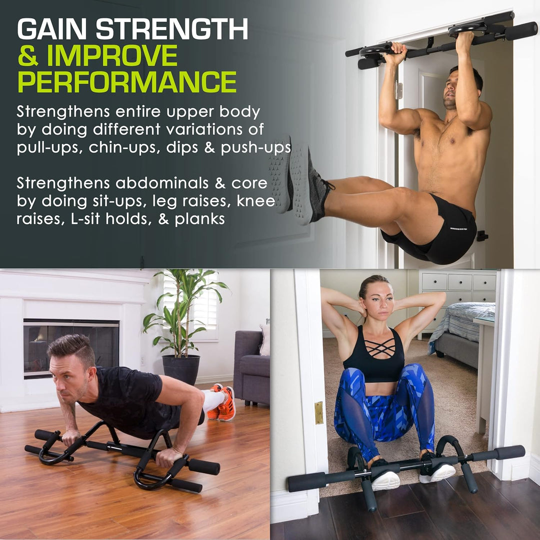 ProsourceFit Multi-Grip Lite Pull Up/Chin Up Bar, Heavy Duty Doorway Upper Body Workout Bar for Home