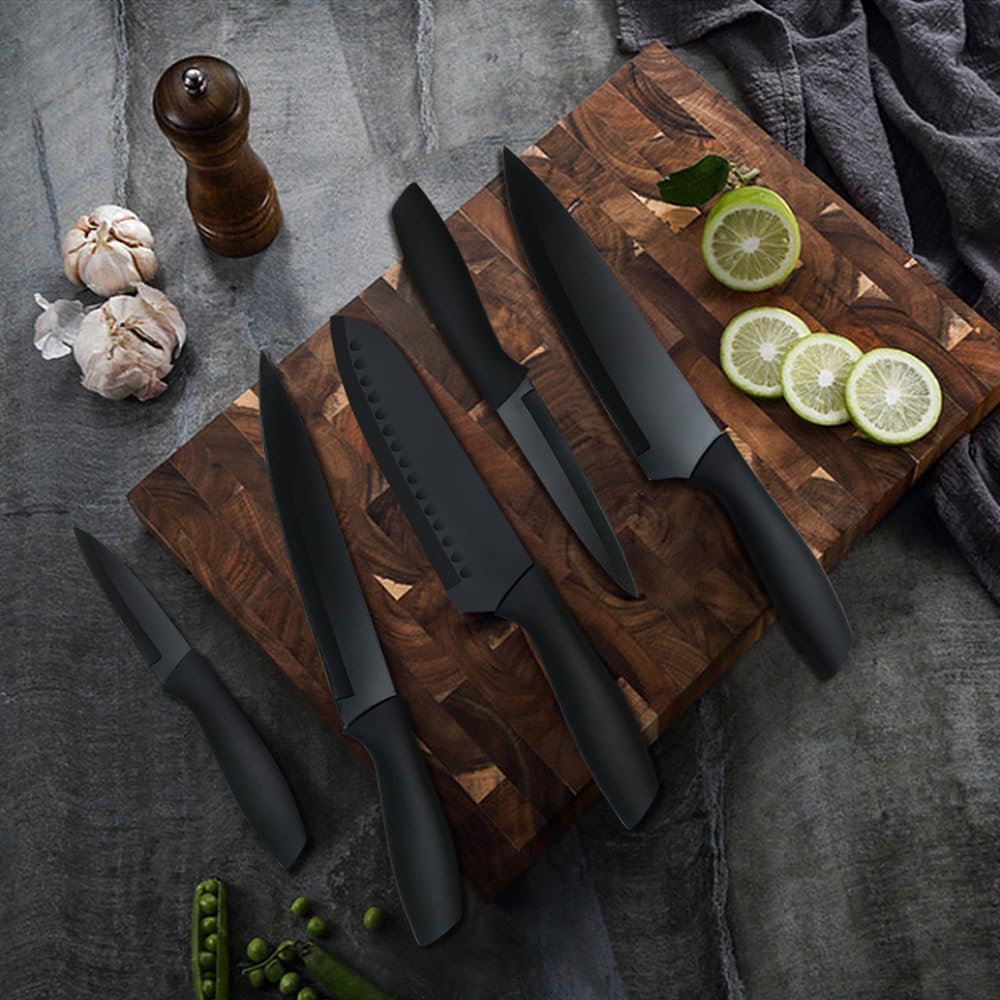 JINPIKER Messer block, 16-tlg Messer set, Professionelles Küchenmesser Set aus Edelstahl Mit Antihaf